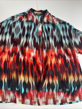 a.n.a Multicolor Abstract Print Tunic - Red, Turquoise, Black